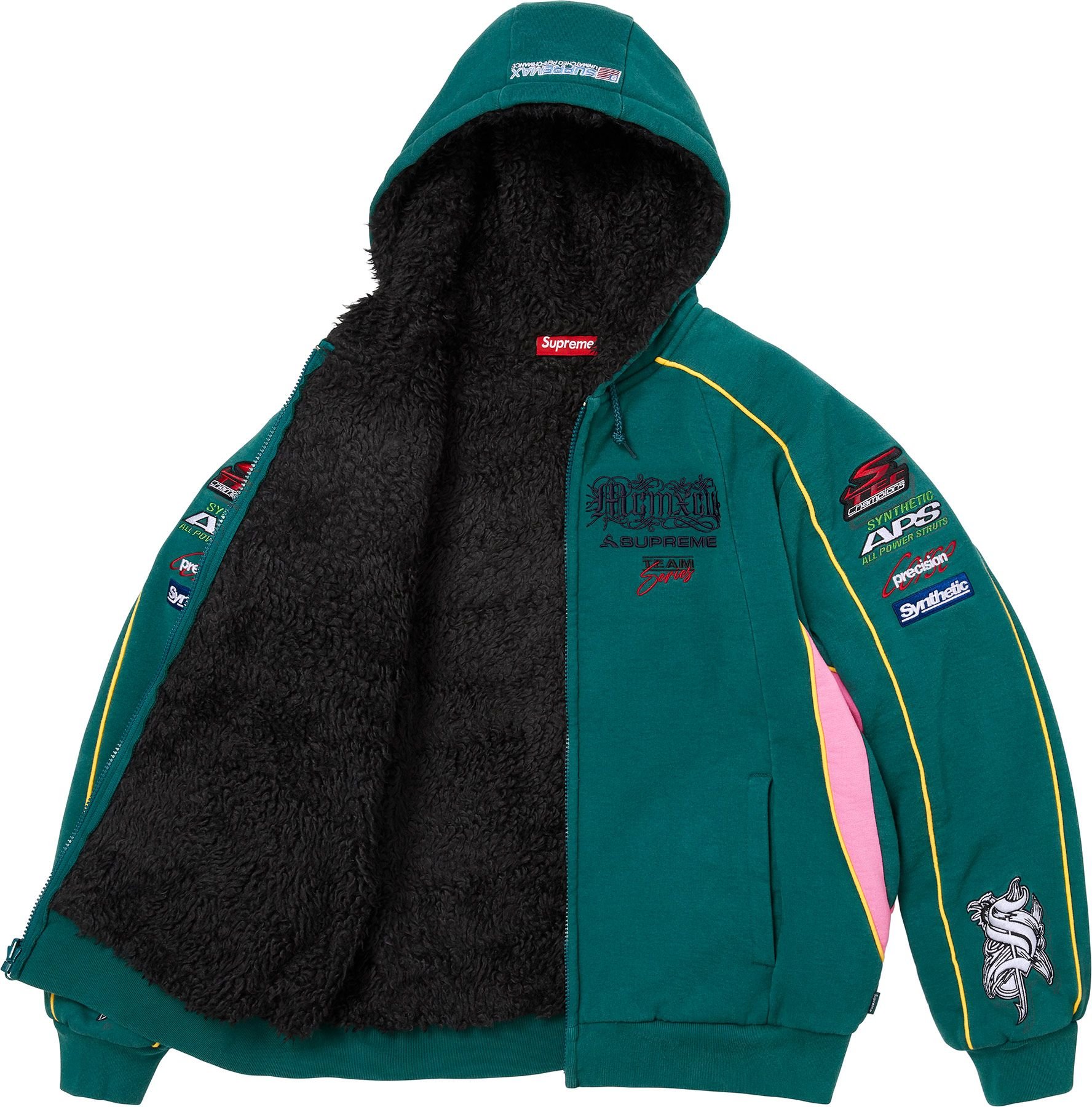 Racing Lined Zip Up Hooded Sweatshirt view 4